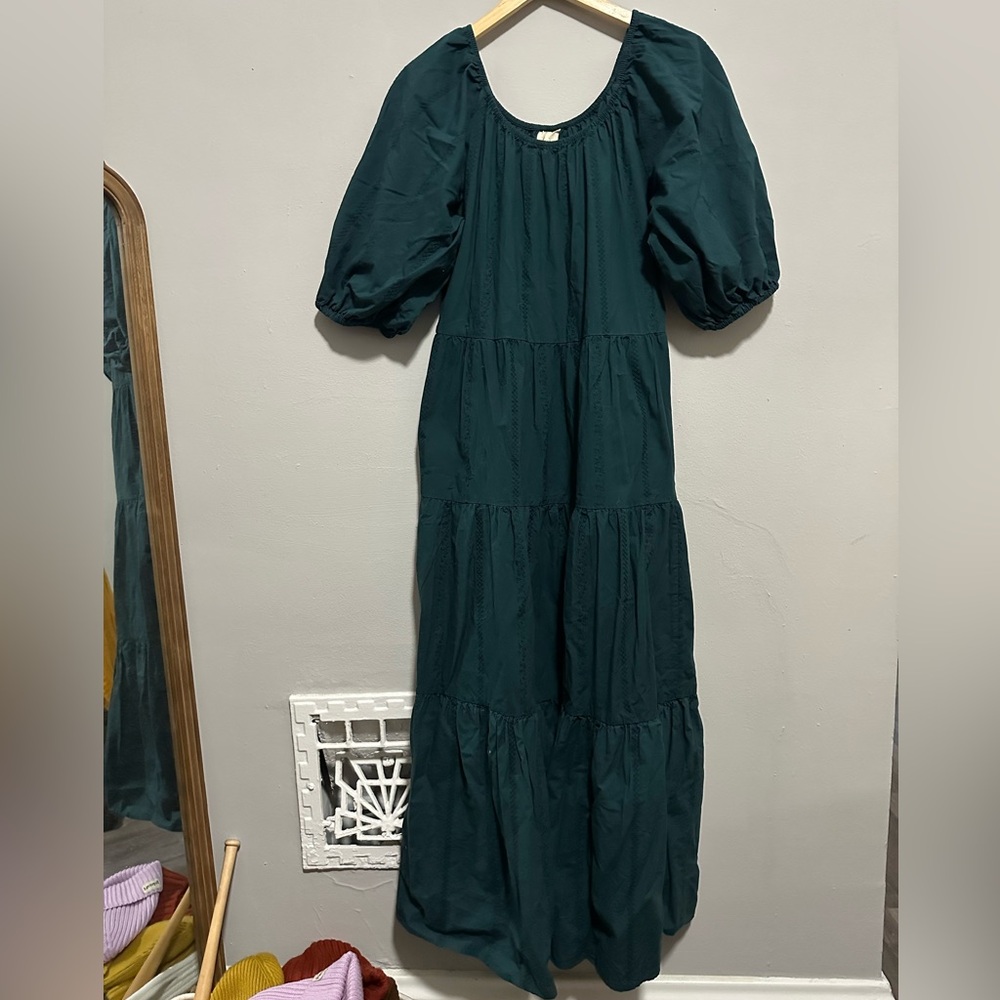 Elegant Green Women's Boho Eyelet Dress